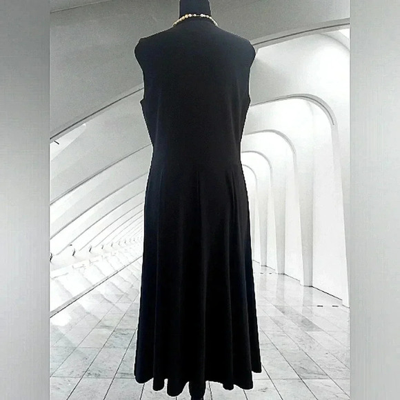 Ralph Lauren Black Classic Minimalist Knit Slip-On Soft Stretch Midi Dress - Picture 5 of 6